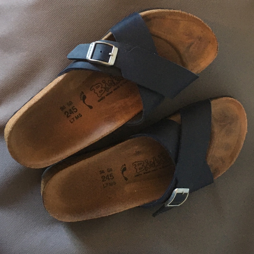 Navy blue Birkenstock sandals size 38, ladies 7